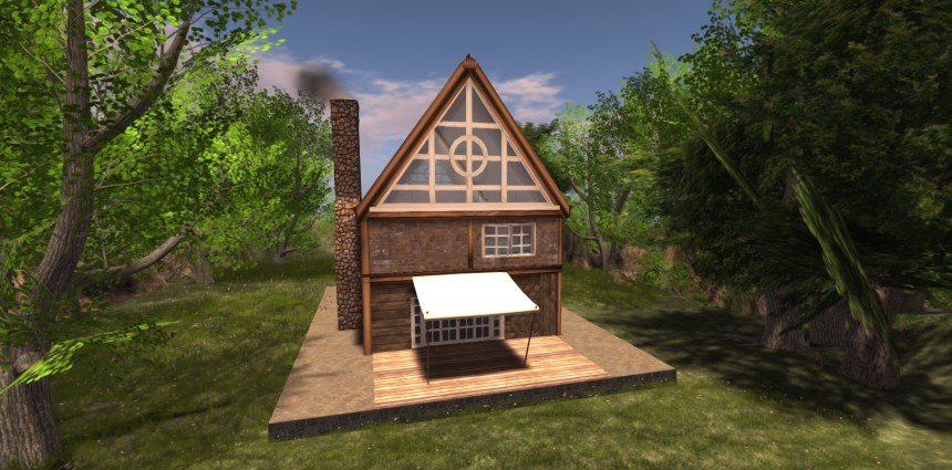 Nice awning and double doors at the back