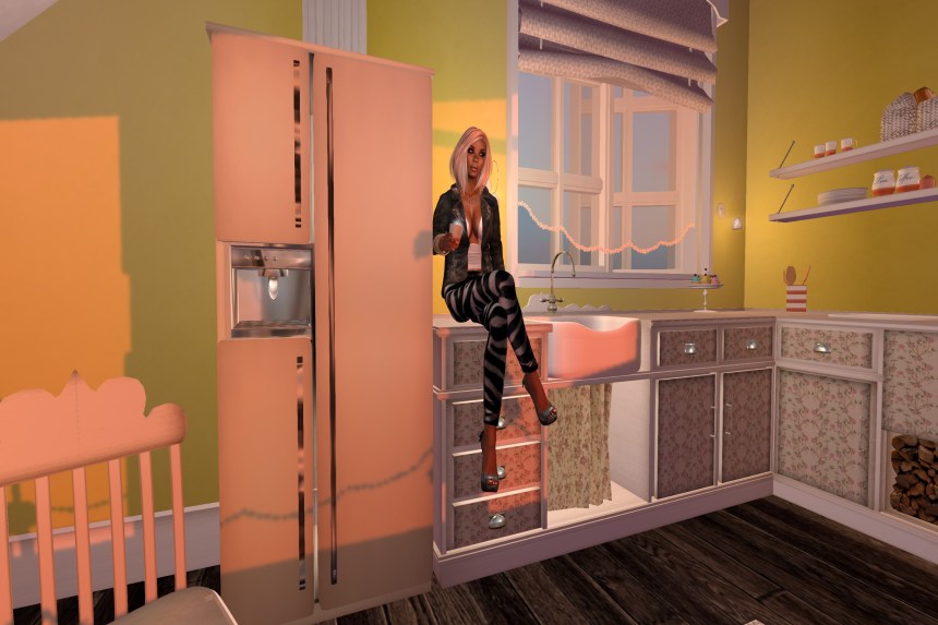 The fridge and the age are both low land impact about 5 LI each. The sink has running water and sound plus the work units have built in sit and drink animations.